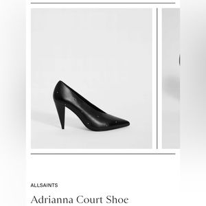 All Saints black leather Adrianna pump shoes with studs 8